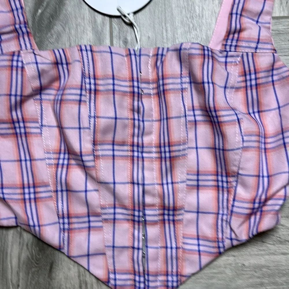 Princess Polly DAY DREAMING TOP PINK CHECK US 2 - Picture 7 of 9